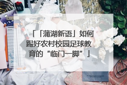 「蒲湖新语」如何踢好农村校园足球教育的“临门一脚”
