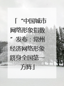 “中国城市网络形象指数”发布：常州经济网络形象跻身全国第一方阵