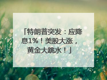 特朗普突发：应降息1%！美股大涨，黄金大跳水！