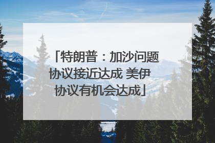 特朗普：加沙问题协议接近达成 美伊协议有机会达成