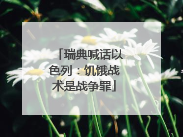 瑞典喊话以色列：饥饿战术是战争罪