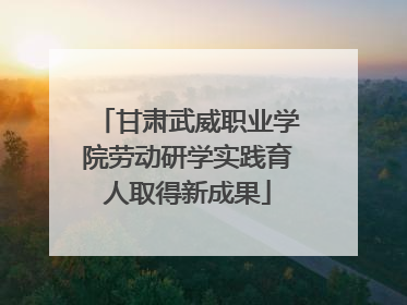 甘肃武威职业学院劳动研学实践育人取得新成果
