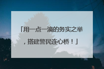 用一点一滴的务实之举，搭建警民连心桥！