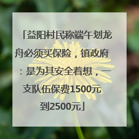 益阳村民称端午划龙舟必须买保险，镇政府：是为其安全着想，一支队伍保费1500元到2500元
