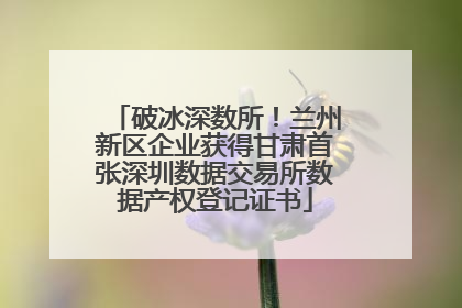 破冰深数所！兰州新区企业获得甘肃首张深圳数据交易所数据产权登记证书