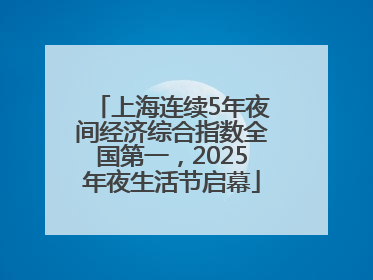 上海连续5年夜间经济综合指数全国第一，2025年夜生活节启幕