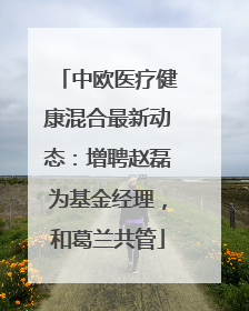 中欧医疗健康混合最新动态：增聘赵磊为基金经理，和葛兰共管