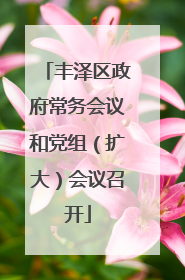 丰泽区政府常务会议和党组（扩大）会议召开