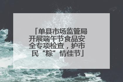 单县市场监管局开展端午节食品安全专项检查，护市民“粽”情佳节