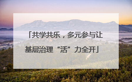 共学共乐，多元参与让基层治理“活”力全开