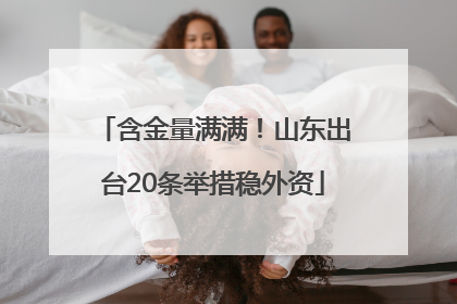 含金量满满！山东出台20条举措稳外资