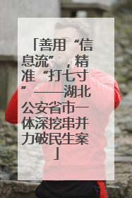 善用“信息流”，精准“打七寸”——湖北公安省市一体深挖串并力破民生案