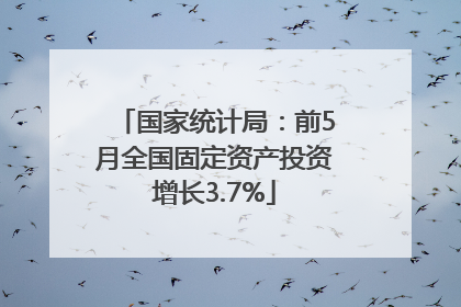 国家统计局：前5月全国固定资产投资增长3.7%