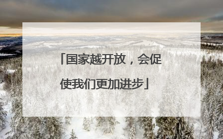 国家越开放，会促使我们更加进步