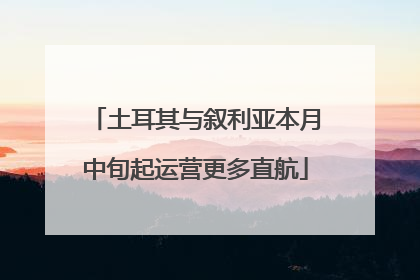 土耳其与叙利亚本月中旬起运营更多直航