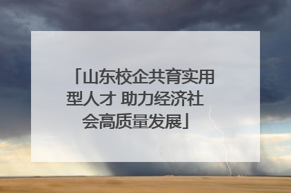 山东校企共育实用型人才 助力经济社会高质量发展