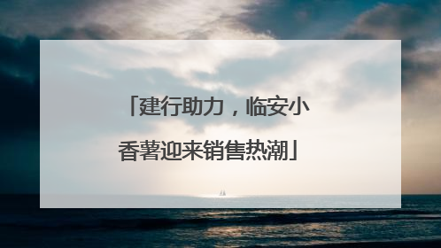 建行助力，临安小香薯迎来销售热潮