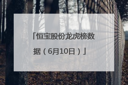 恒宝股份龙虎榜数据（6月10日）