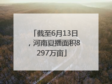 截至6月13日，河南夏播面积8297万亩