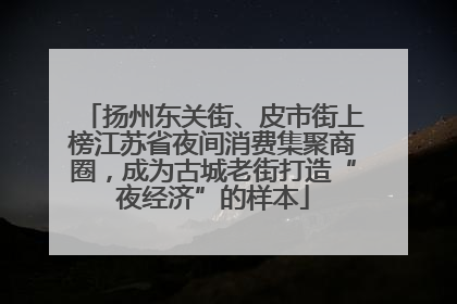 扬州东关街、皮市街上榜江苏省夜间消费集聚商圈，成为古城老街打造“夜经济”的样本