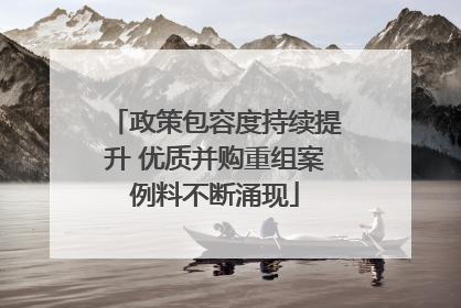 政策包容度持续提升 优质并购重组案例料不断涌现