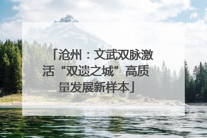 沧州：文武双脉激活“双遗之城”高质量发展新样本