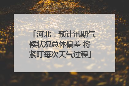 河北：预计汛期气候状况总体偏差 将紧盯每次天气过程