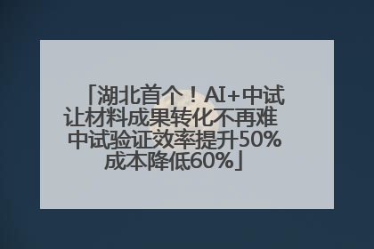 湖北首个！AI+中试让材料成果转化不再难 中试验证效率提升50%成本降低60%