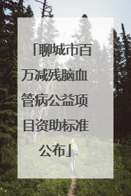 聊城市百万减残脑血管病公益项目资助标准公布