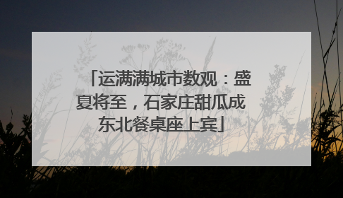 运满满城市数观：盛夏将至，石家庄甜瓜成东北餐桌座上宾