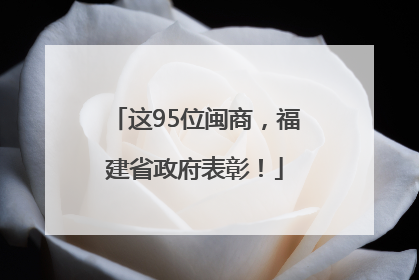 这95位闽商，福建省政府表彰！