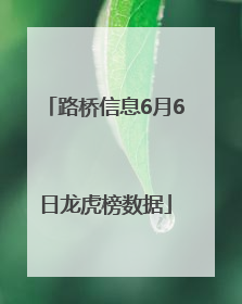 路桥信息6月6日龙虎榜数据