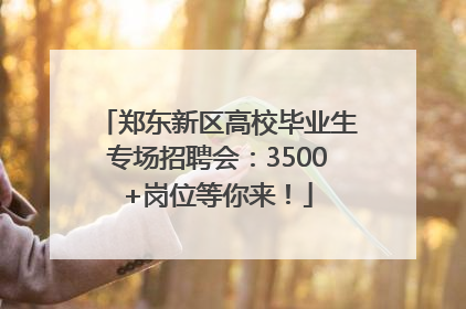 郑东新区高校毕业生专场招聘会：3500+岗位等你来！