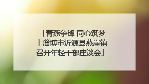 青燕争锋 同心筑梦丨淄博市沂源县燕崖镇召开年轻干部座谈会