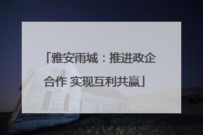 雅安雨城：推进政企合作 实现互利共赢