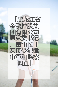 黑龙江省金融控股集团有限公司原党委书记、董事长于宏接受纪律审查和监察调查
