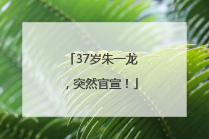37岁朱一龙，突然官宣！